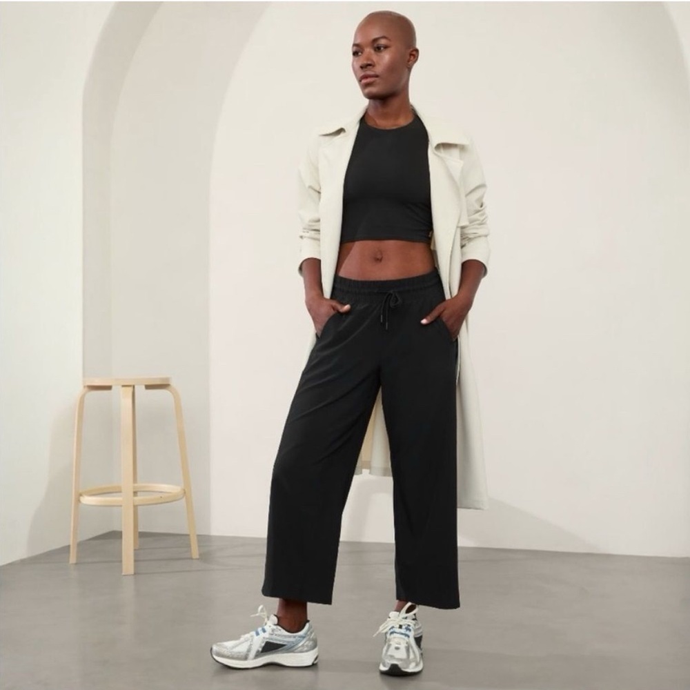 Athleta Black Wide-Leg Track Pants